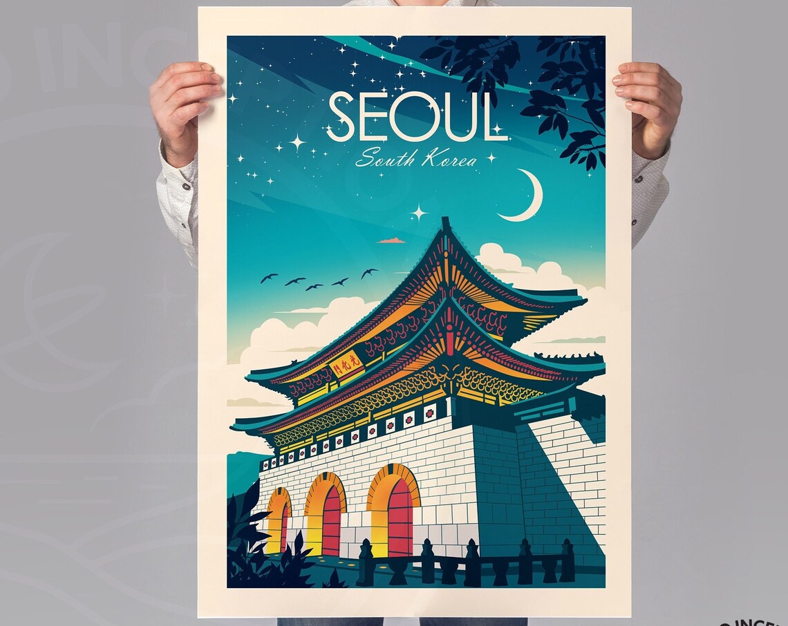 Seoul Travel Poster, Gyeongbok Palace Art Print - Image 2
