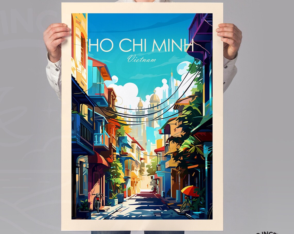 Ho Chi Minh City Vietnam Old Town Street Alley Scene Travel Poster - Image 2