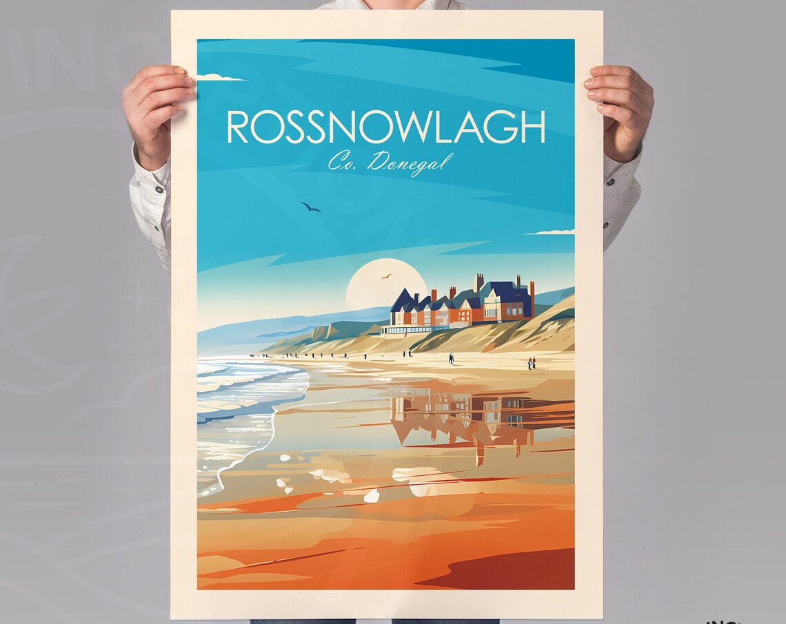 Rossnowlagh Traditional Travel Poster, Ireland Wall Art - Image 2