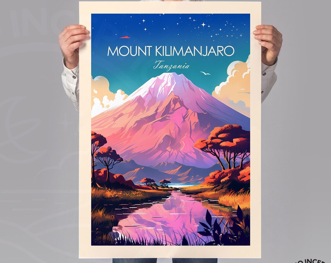 Mount Kilimanjaro Tanzania Wall Art Travel Poster - Image 2