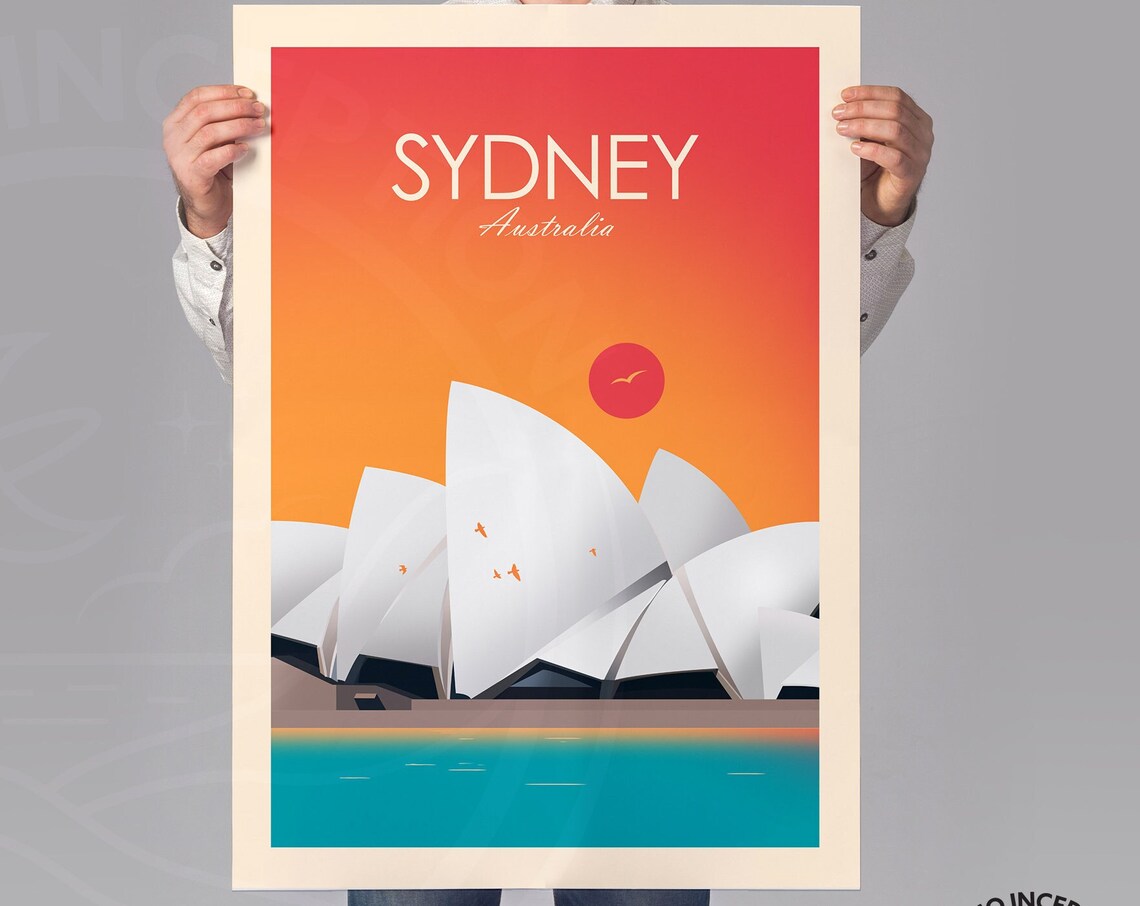 Sydney Australia Traditional Travel Poster, Opera House - Image 2