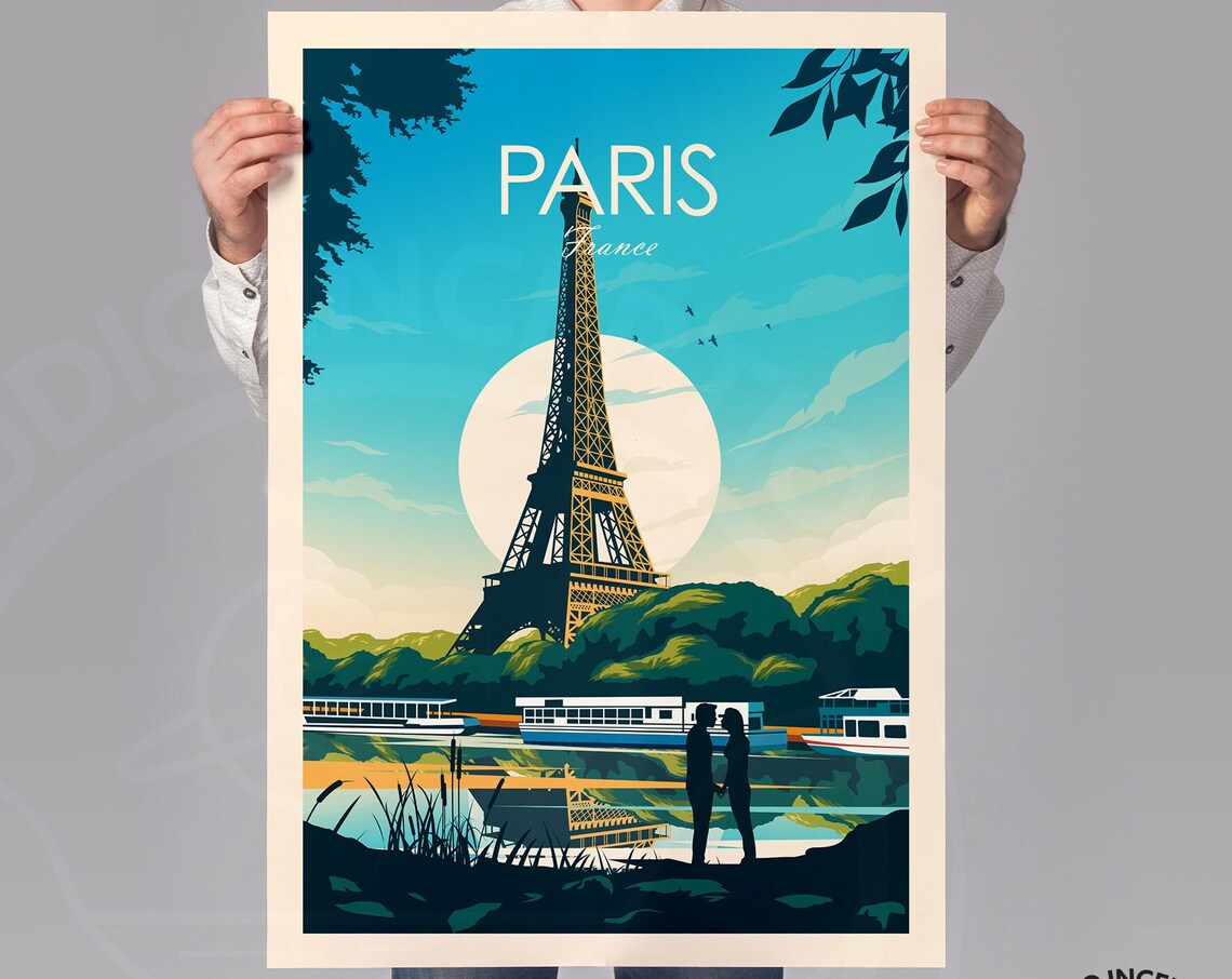 Paris Travel Poster, Eiffel Tower Wedding Gift - Image 4