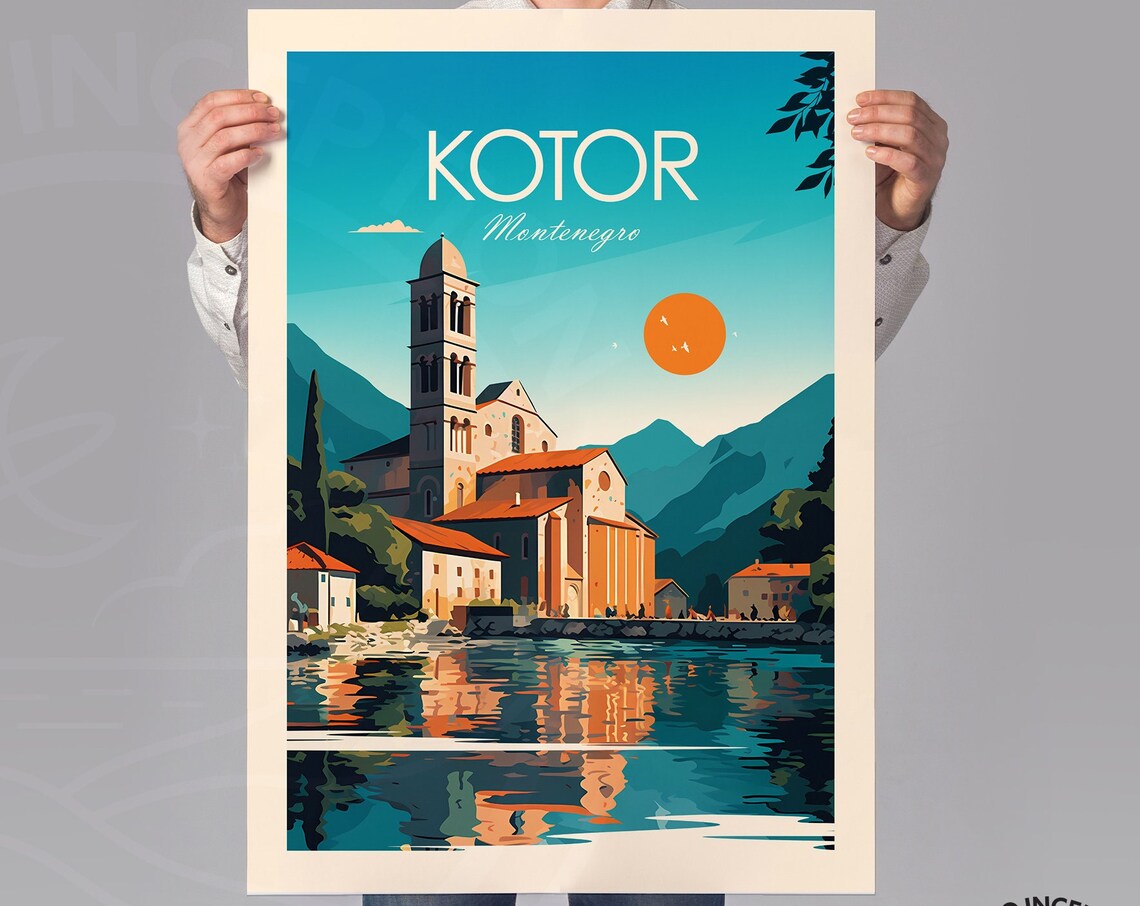 Kotor Montenegro Travel Poster, Landscape Art Print - Image 2