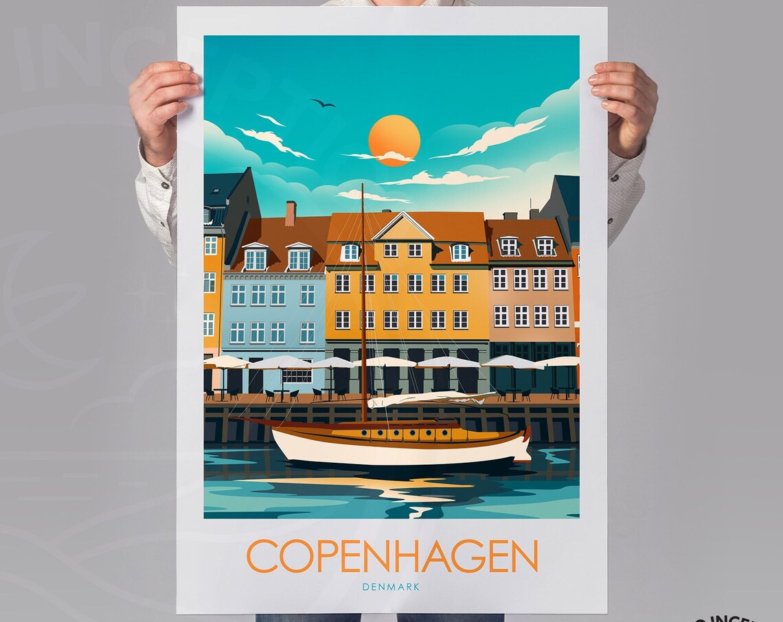 Copenhagen Wall Hanging Travel Gift Poster - Image 2