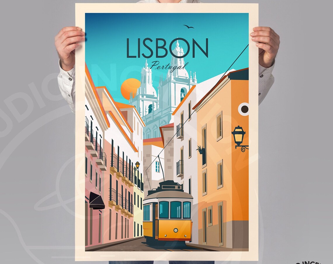 Lisbon Portugal Travel Poster, Living Room Decor - Image 3