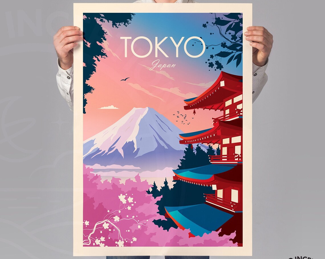 Tokyo Japan Travel Poster, Mount Fuji View - Image 2