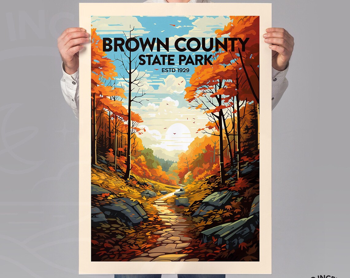 Brown County State Park Indiana Fall Foliage Trail Travel Poster - Image 2