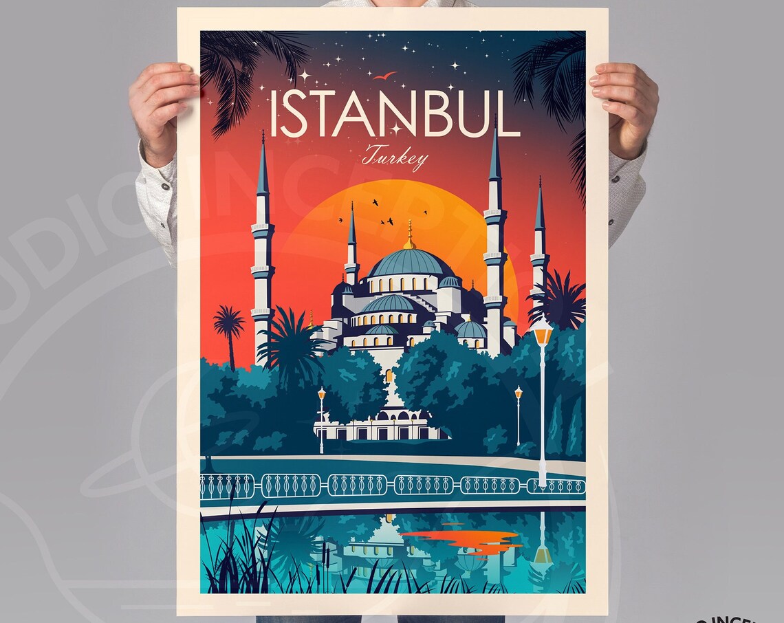 Istanbul Travel Poster, Turkey Place Print - Image 2