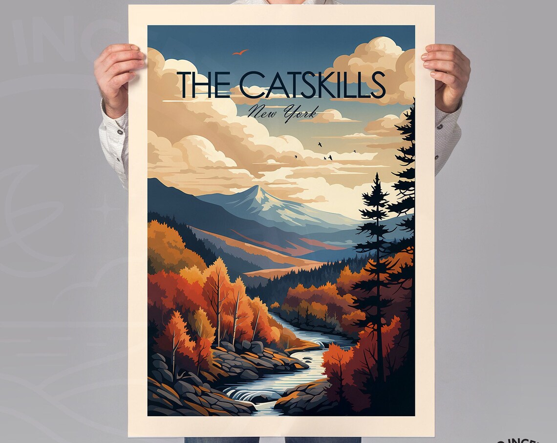 The Catskills Traditional Travel Poster, New York - Image 3