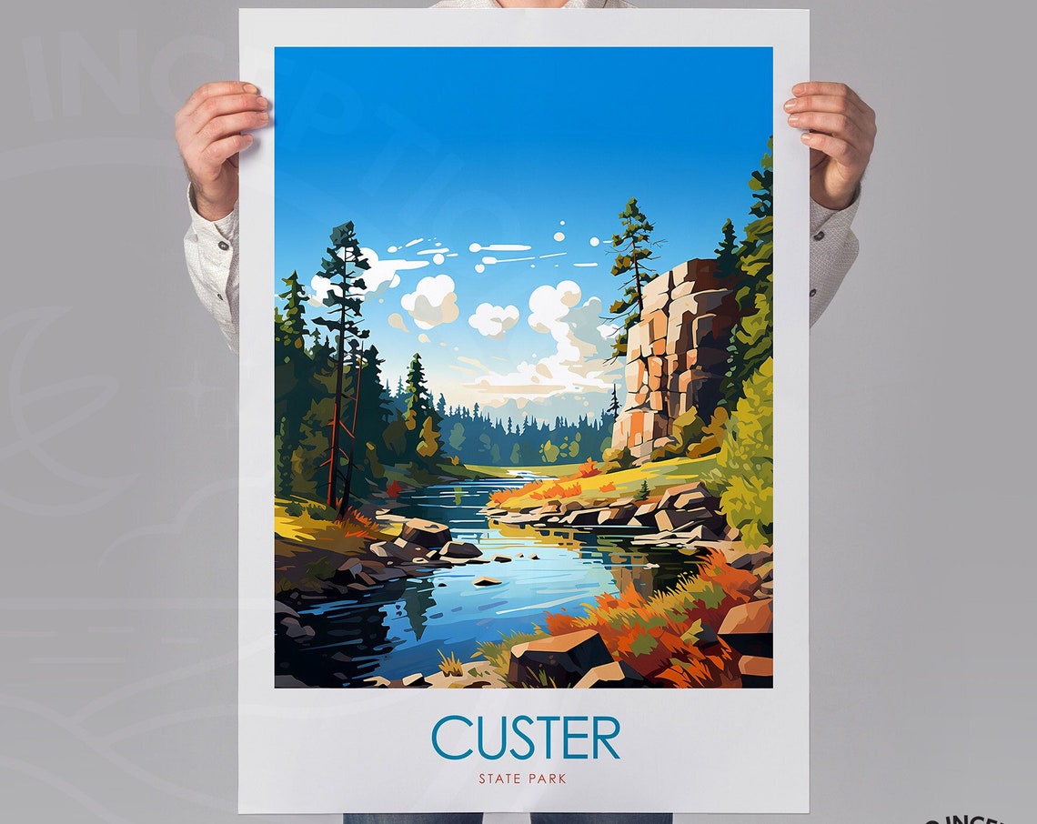 Custer State Park South Dakota River Pines Cliffs Nature Poster - Image 2