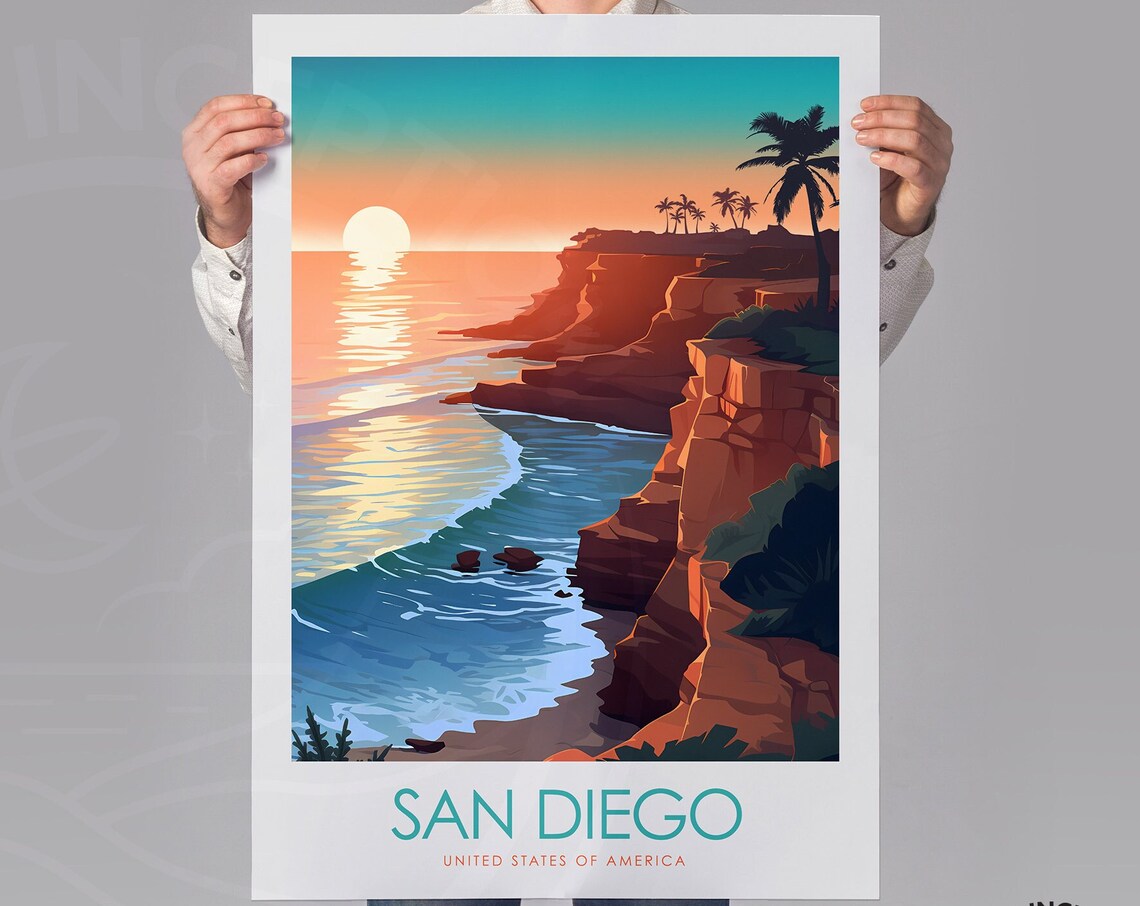 San Diego Travel Poster, Sunset Cliffs Home Decor - Image 2