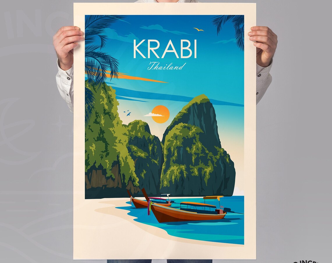 Krabi Travel Poster, Thailand Wall Art Print - Image 2