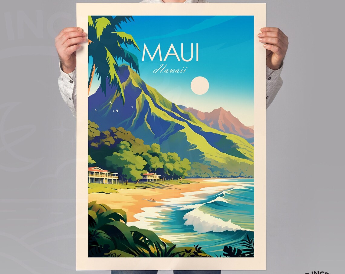 Maui Travel Print, Hawaii Wall Art Poster - Image 2