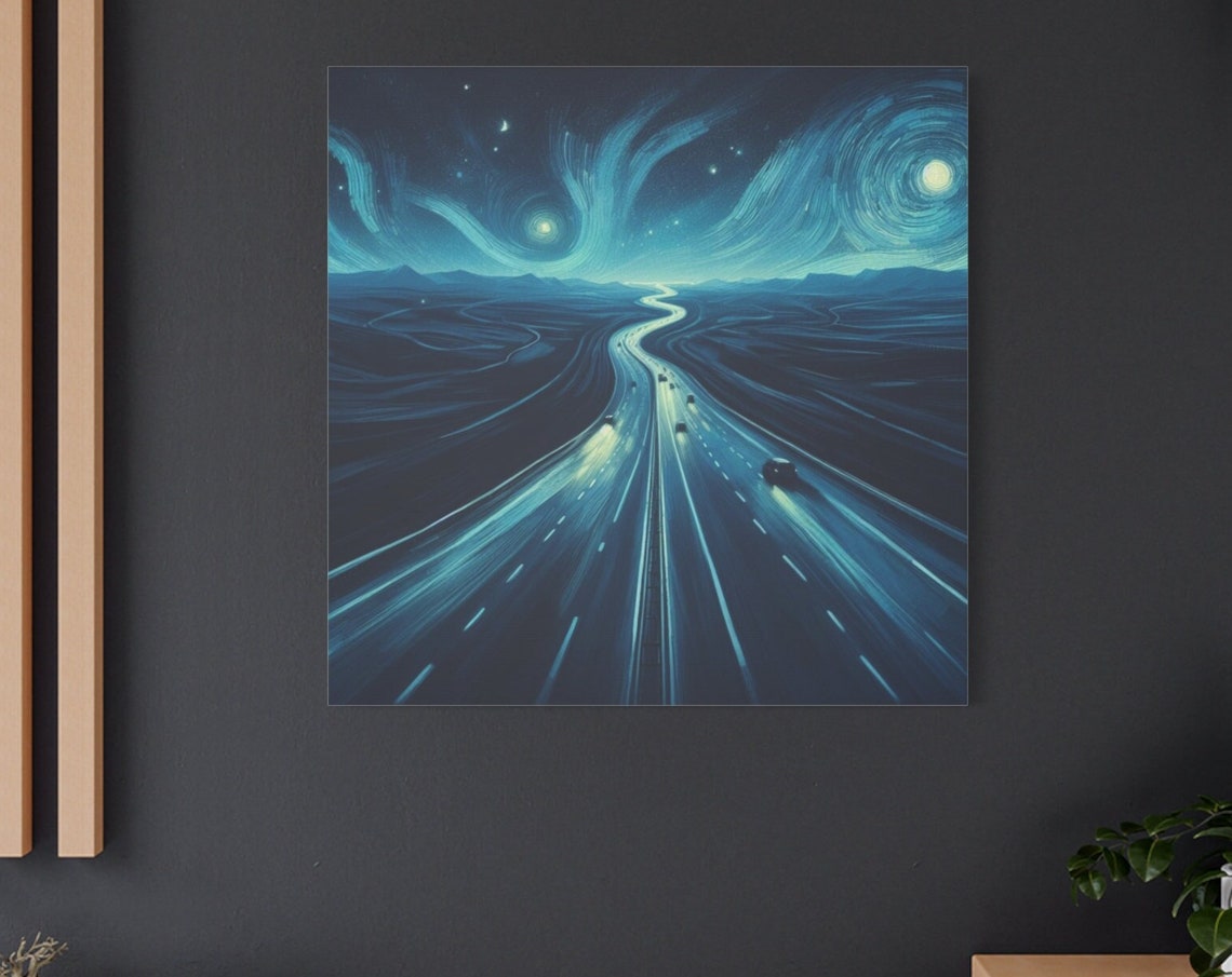 Starry Night Road Art Van Gogh Inspired Art Road Wall Art Starry Sky And Road Wall Art Home Decor Stretched 125