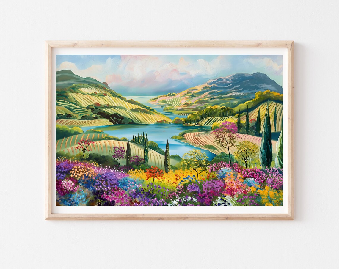 Tuscan Abstract Landscape Art Print, Floral