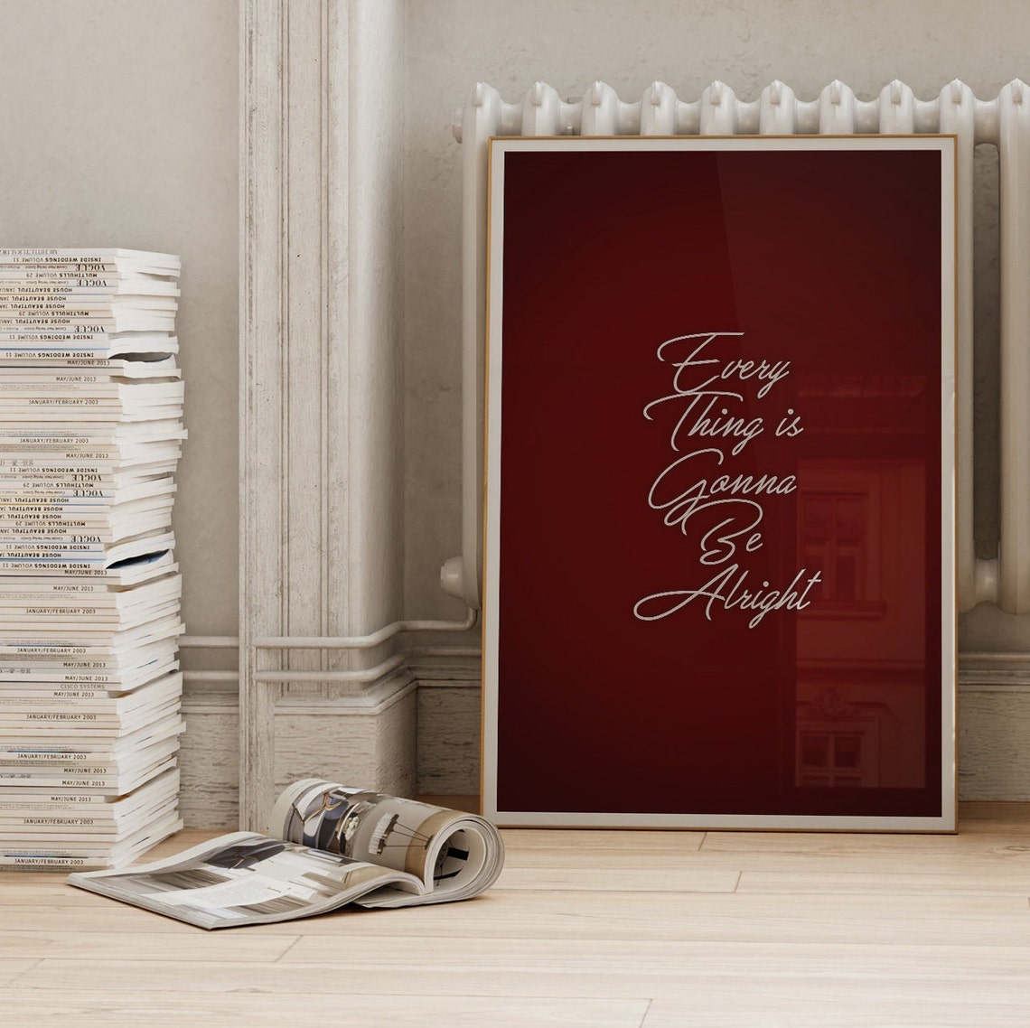 Every Thing Is Gonna Be Alright Burgundy Script Quote Poster - Image 3