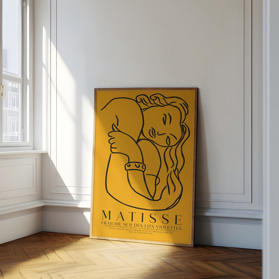 Henri Matisse Fraichie Sur Des Lits Violettes 1944 Ochre Line Drawing Poster - Image 2