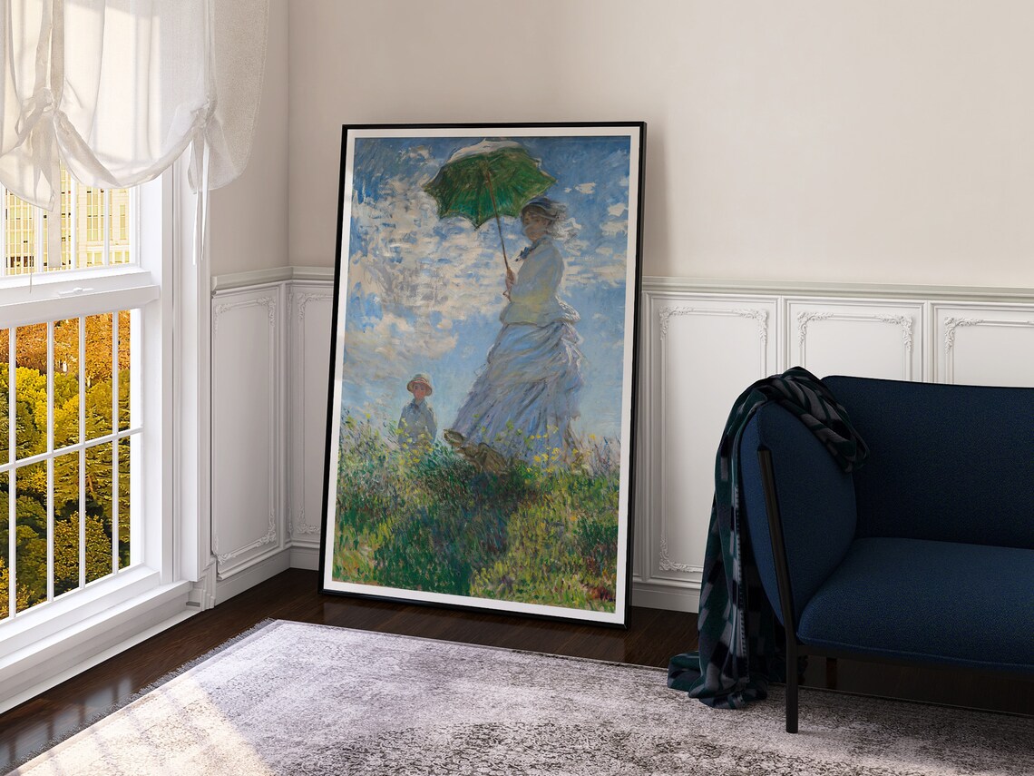 Claude Monet Woman With A Parasol Madame Monet Impressionist Art Poster - Image 4