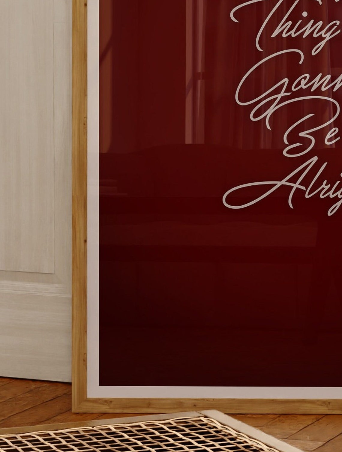 Every Thing Is Gonna Be Alright Burgundy Script Quote Poster - Image 2