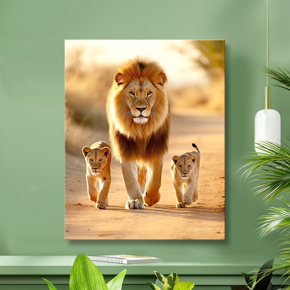 Lion Family Nursery Animal Poster, Modern Wall Art