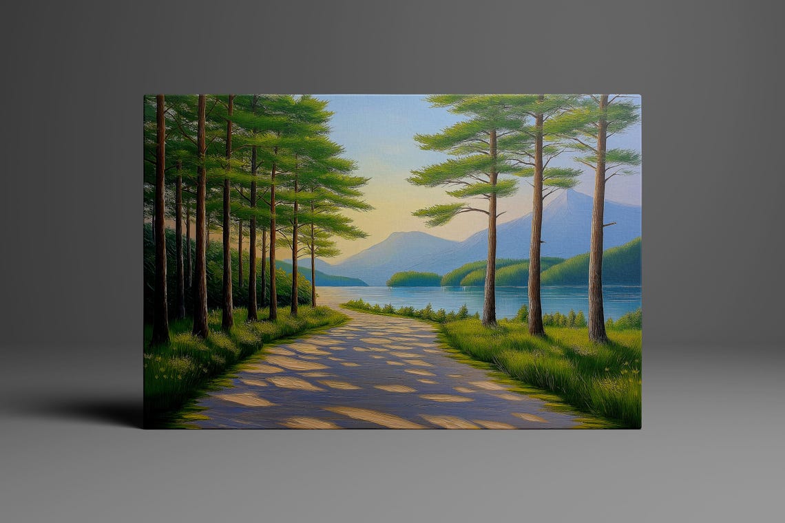 Oil Painting Serene Soul Landscape Misty Green Forest Wall Art Foggy Morning Nature Print Home Decor Ready To Hang Art - Image 5