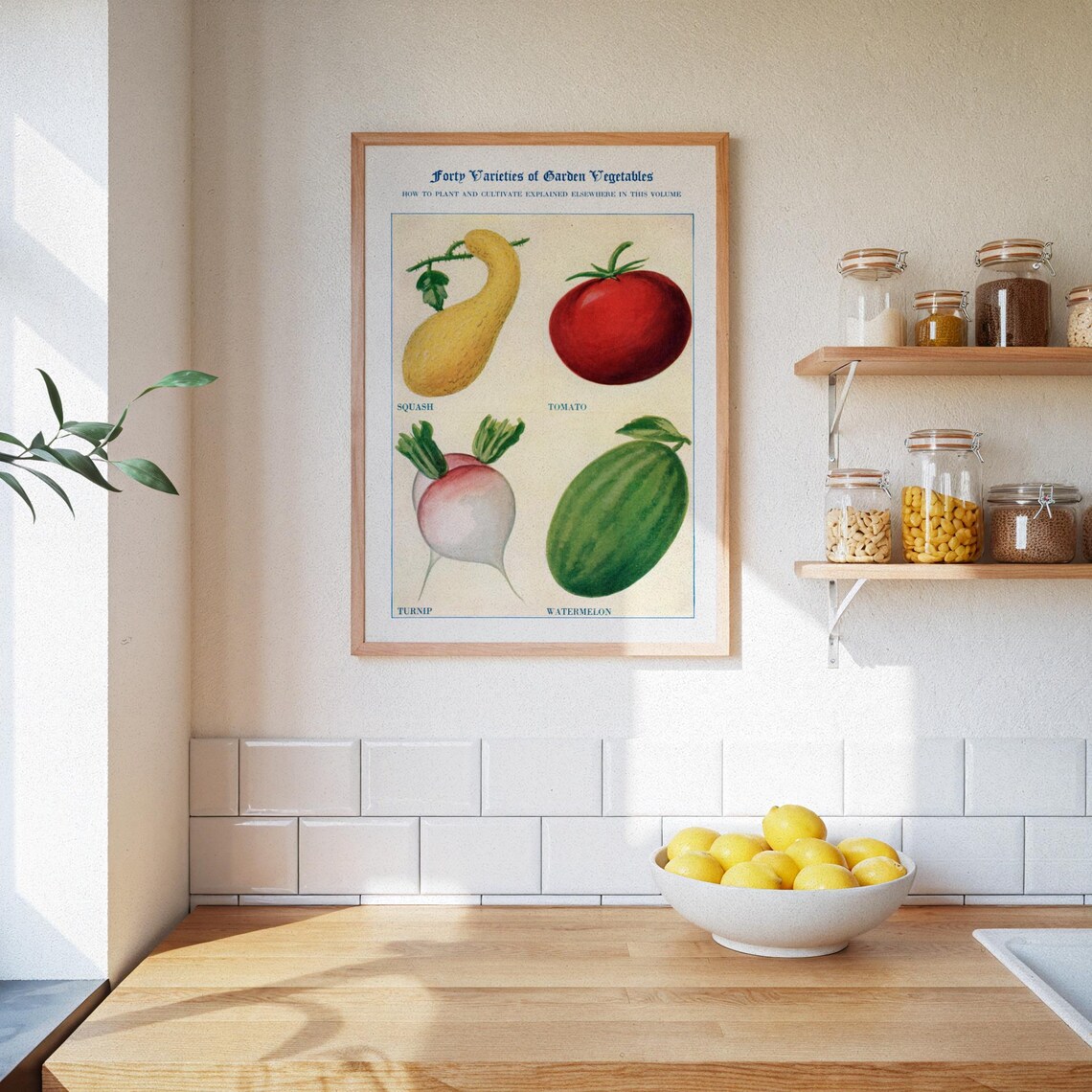Vegetable Chart Retro Poster, Vintage Farmhouse Kitchen Decor - Image 3