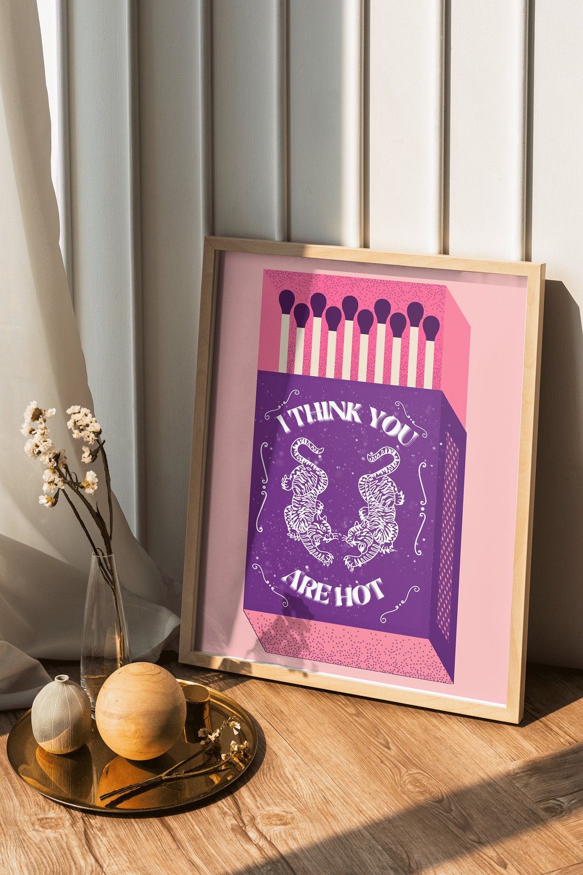 I Think You Are Hot Purple Matchbox White Tiger Love Gift Poster - Image 4