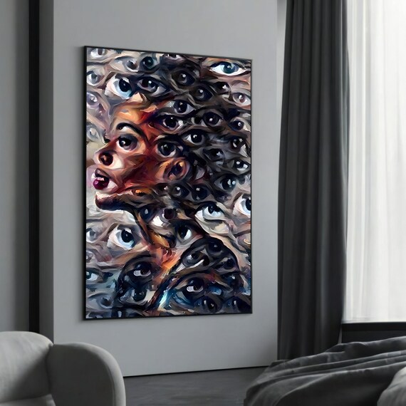 Surreal Visionary Portrait Of Woman With Many Eyes Art Poster