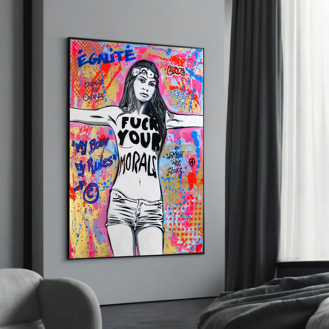 Fuck Your Morals Feminist Graffiti Art Woman Empowerment Poster