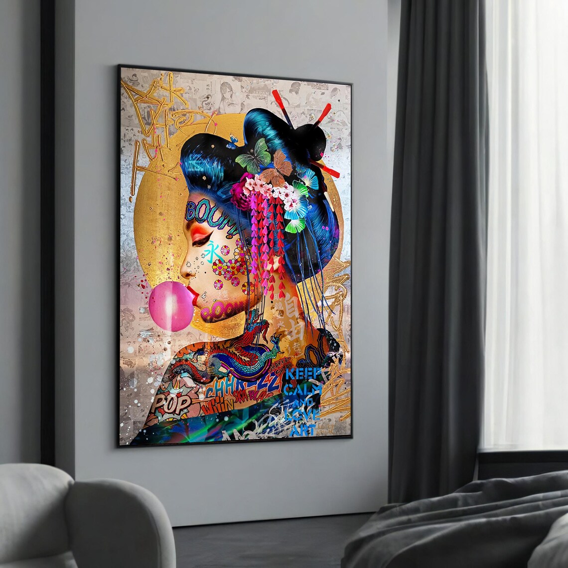 Bubblegum Geisha Graffiti Pop Art Urban Japanese Fusion Poster