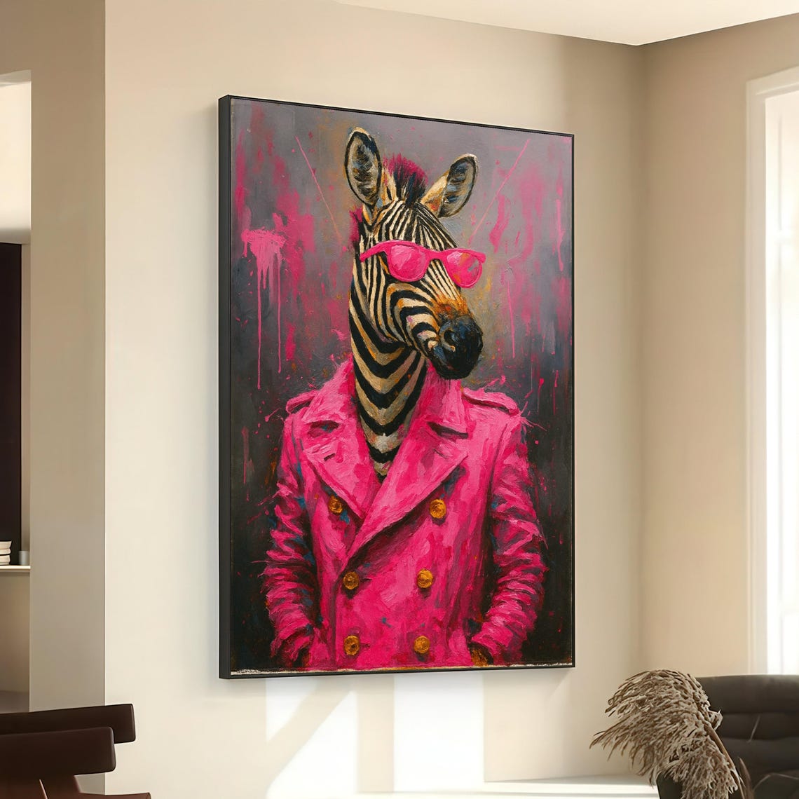 Cool Zebra Portrait, Funky Animal Pop Art Print