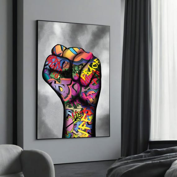 Graffiti Fist Canvas Painting Gift Bold And Powerful Wall Art For Urban Modern Decor