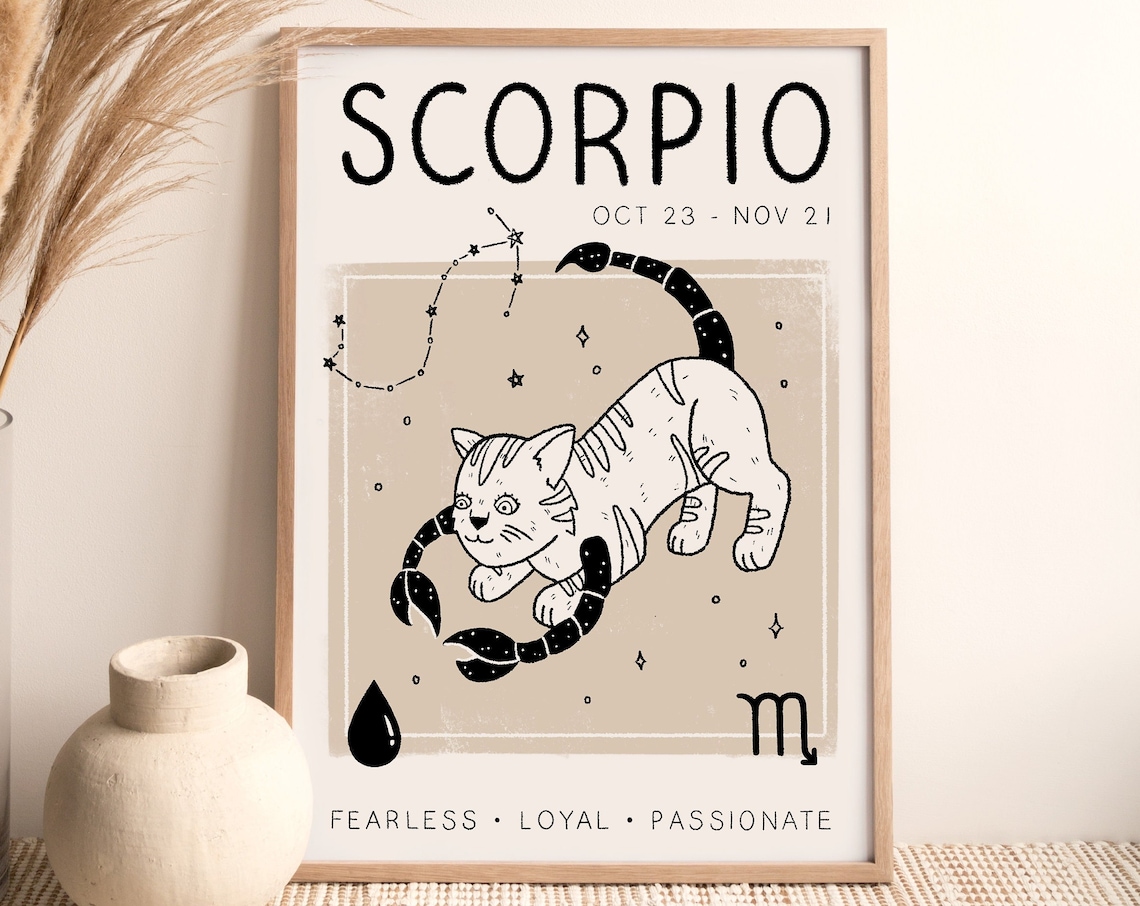 Scorpio Zodiac Star Sign Boho Art Print