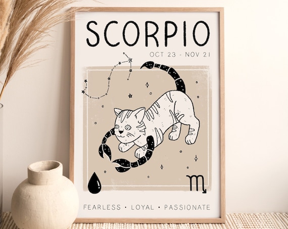 Scorpio Zodiac Star Sign Boho Art Print