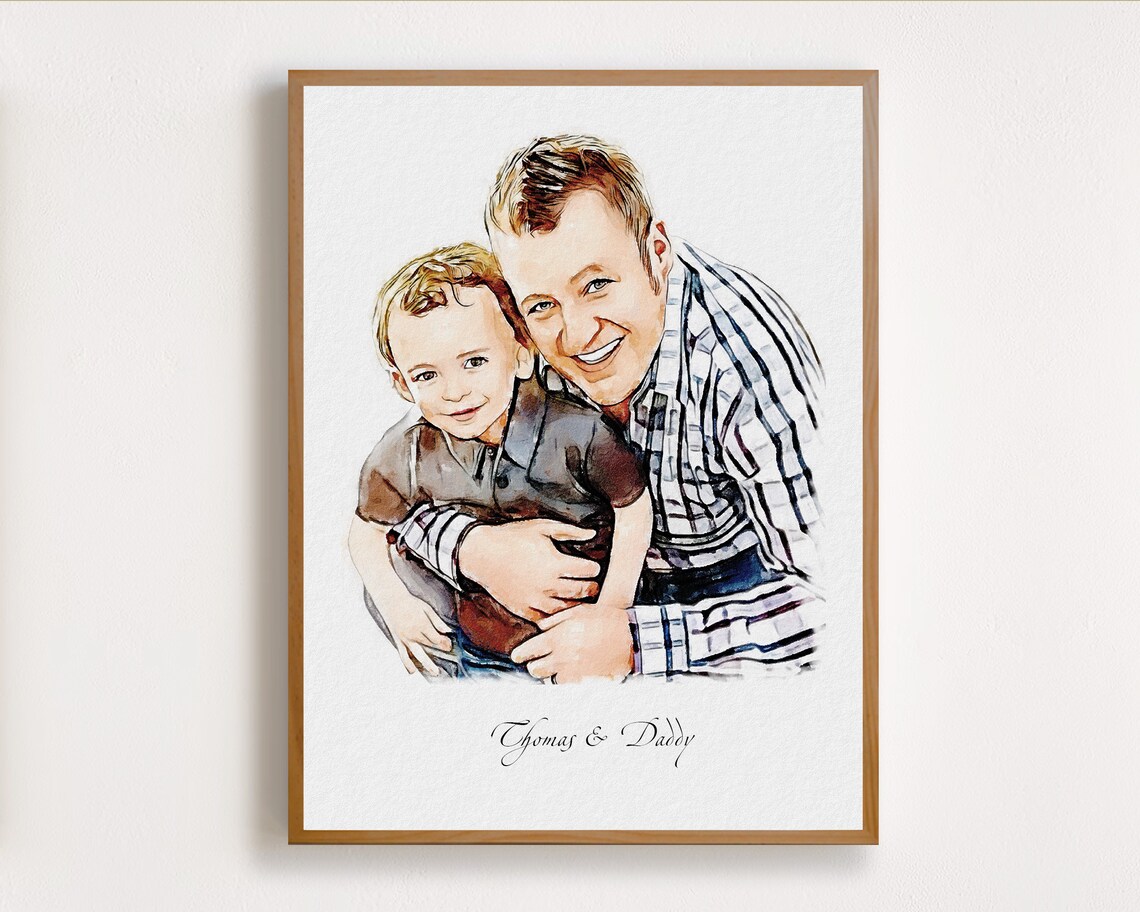 Father and Toddler I Love Dada Watercolor Family Portrait Poster - Image 8