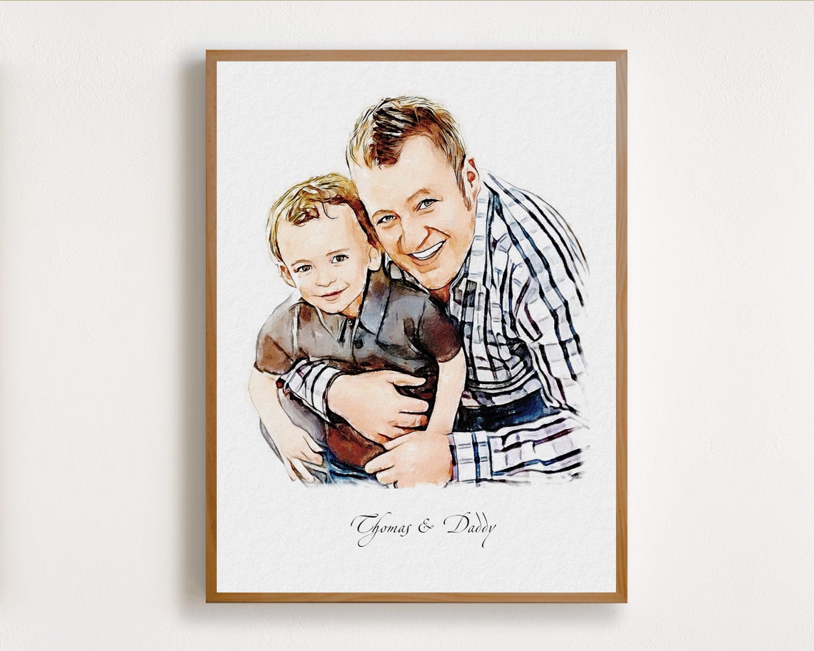 Watercolor Portrait From Photo Personalised Dad Painting Fathers Day Present For Him From Daughter Wife Family Birthday Art Gift - Image 8