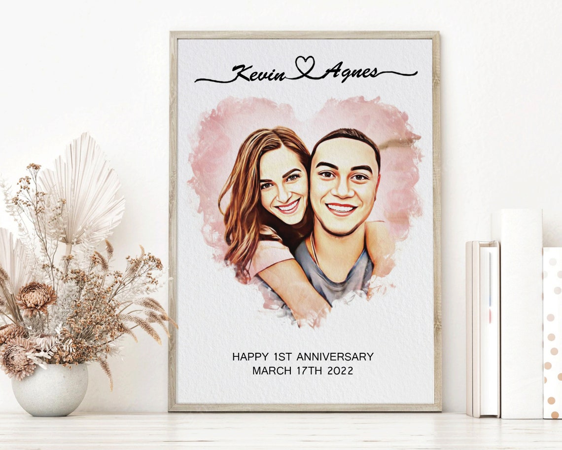 I Love You to the Moon and Back Sweet Couple Portrait Love Poster - Image 2