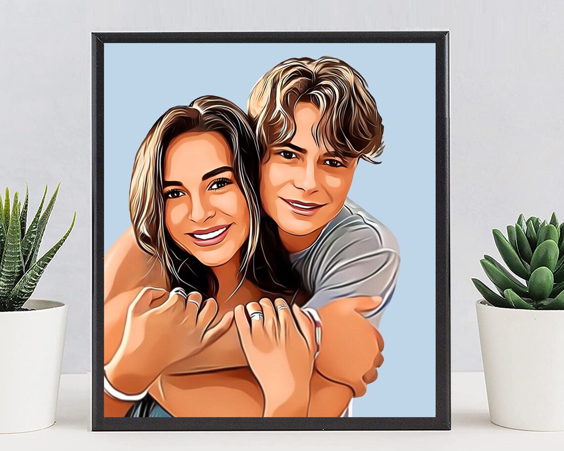 Two Smiling Sisters Cartoon Pop Art Friendship Portrait Poster - Image 6