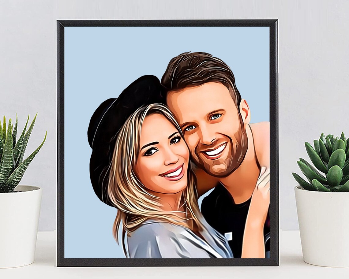 Happy Couple Embracing Warmly Cartoon Pop Art Love Portrait Poster - Image 6