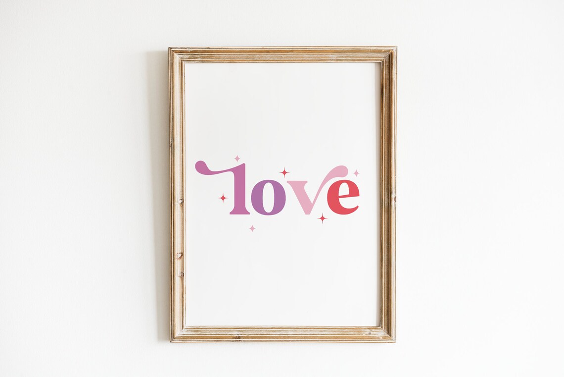 Love Valentine's Day Art Print, Pink Purple Nursery Decor - Image 2