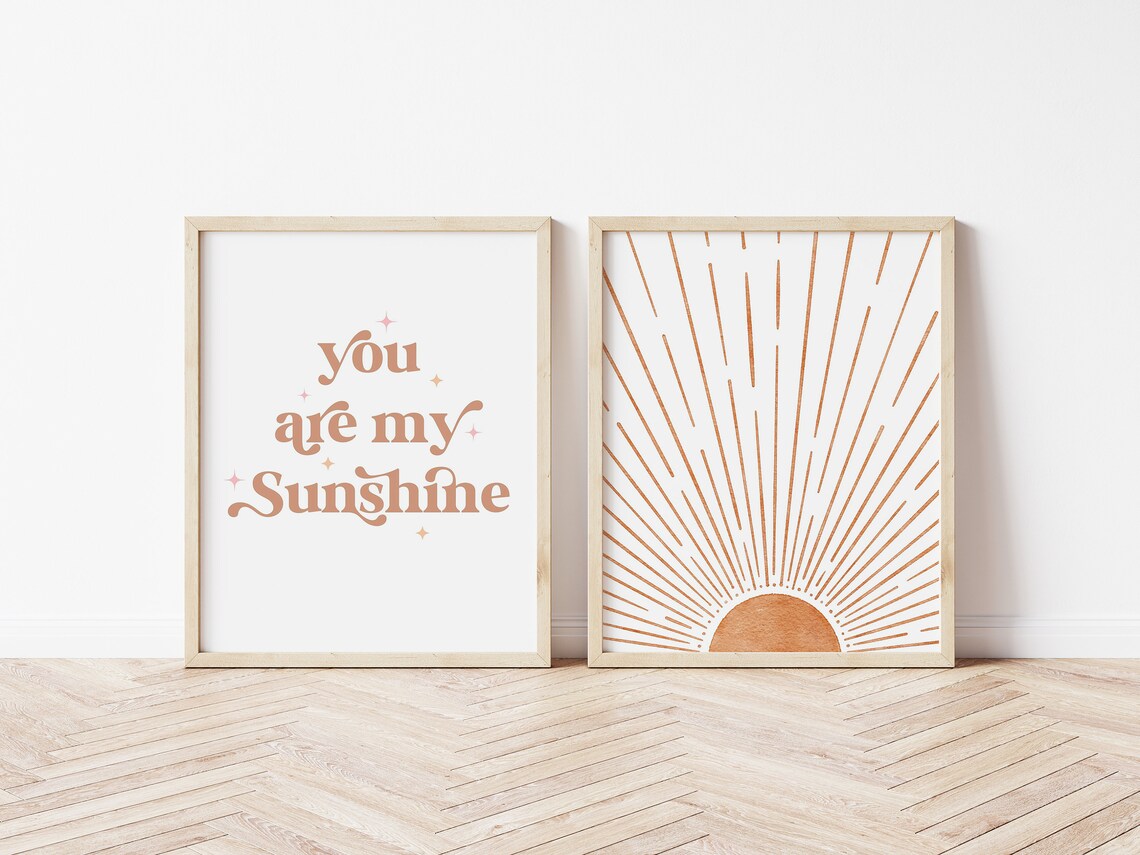 You Are My Sunshine Quote Print Blush Pink Nursery Typography Wall Art - Image 4