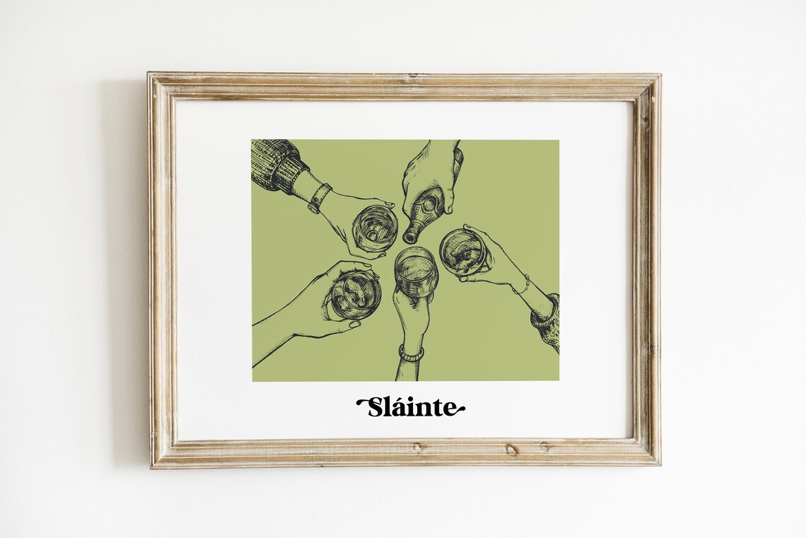 Slainte St Patricks Day Art Print, Irish Cheers - Image 2
