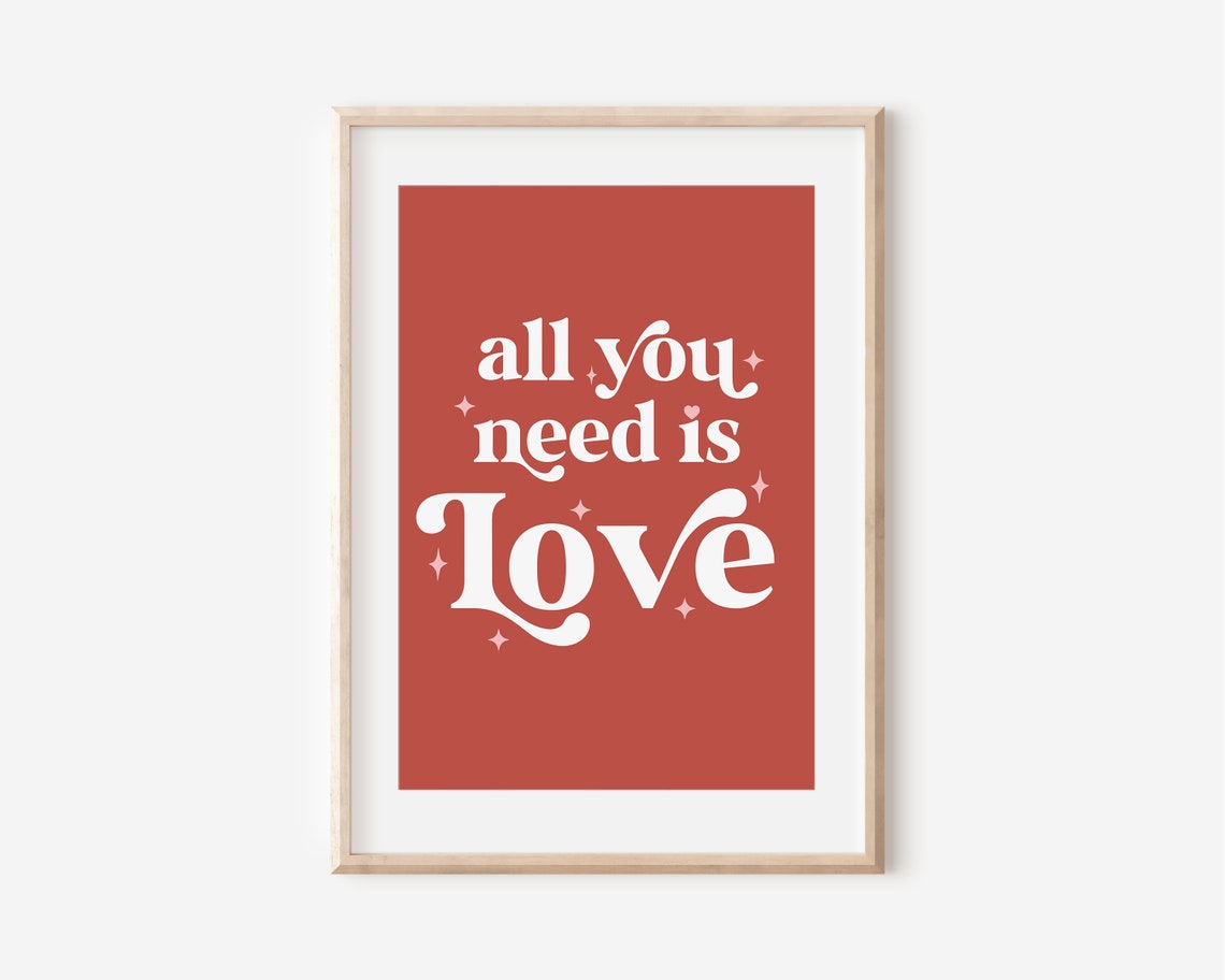 All You Need Is Love White Script Terracotta Red Minimalist Poster - Image 2