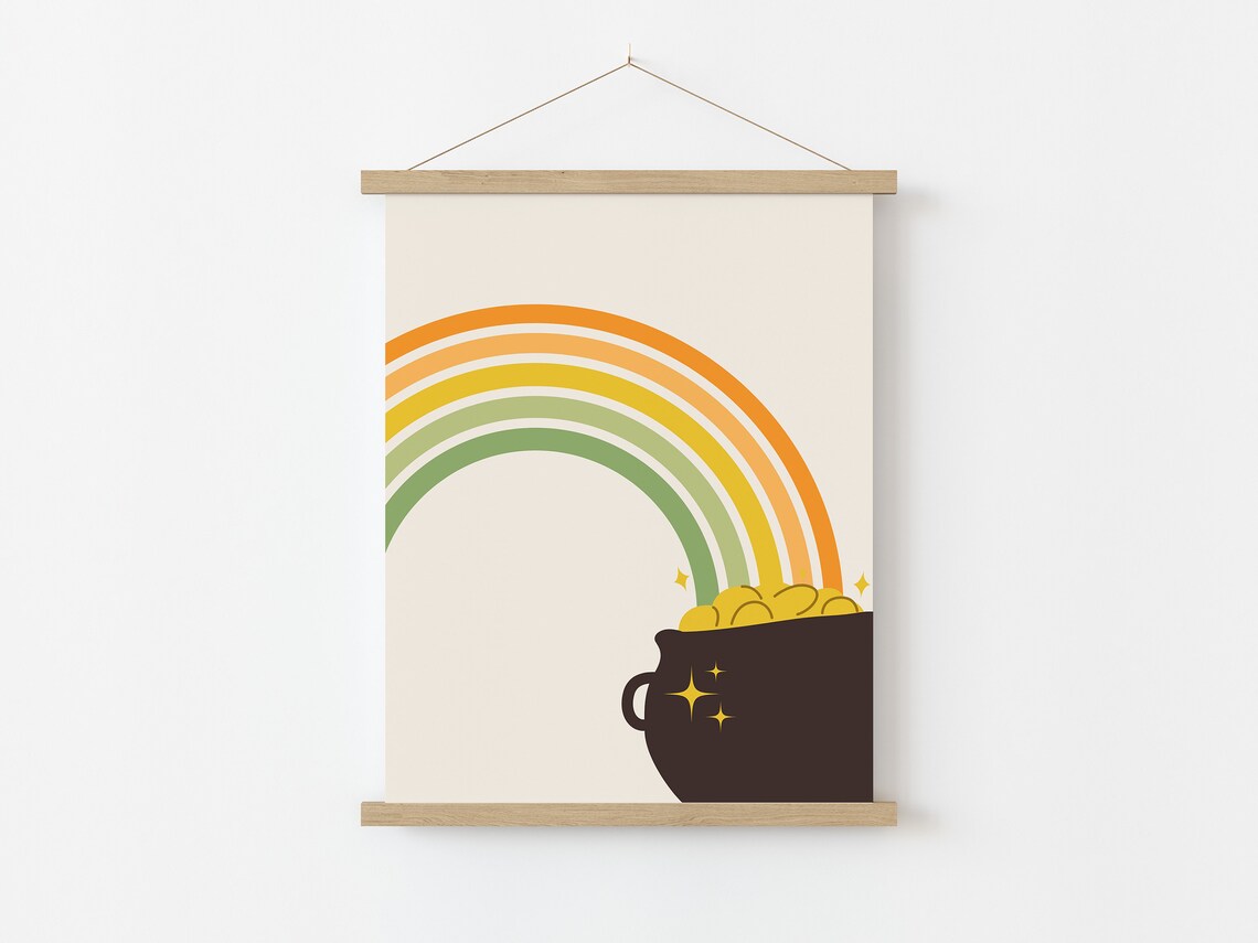 Pot O Gold St. Patrick's Day Boho Rainbow Art Print - Image 3