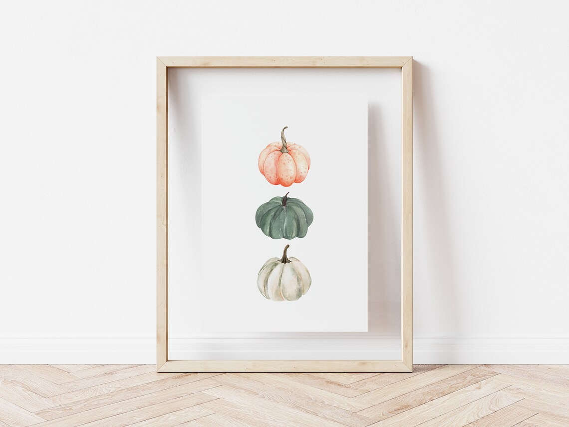 Pumpkin Watercolor Print, Fall Farmhouse Decor - Image 2