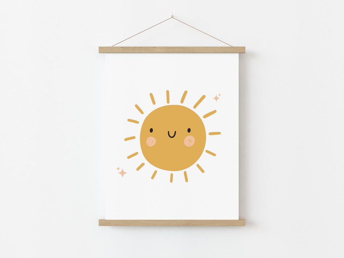 Cute Sun Wall Art Boho Sun Print Kids Room Decor Nursery Wall Art Playroom Decor Preschool Wall Decor Digital Download - Image 4