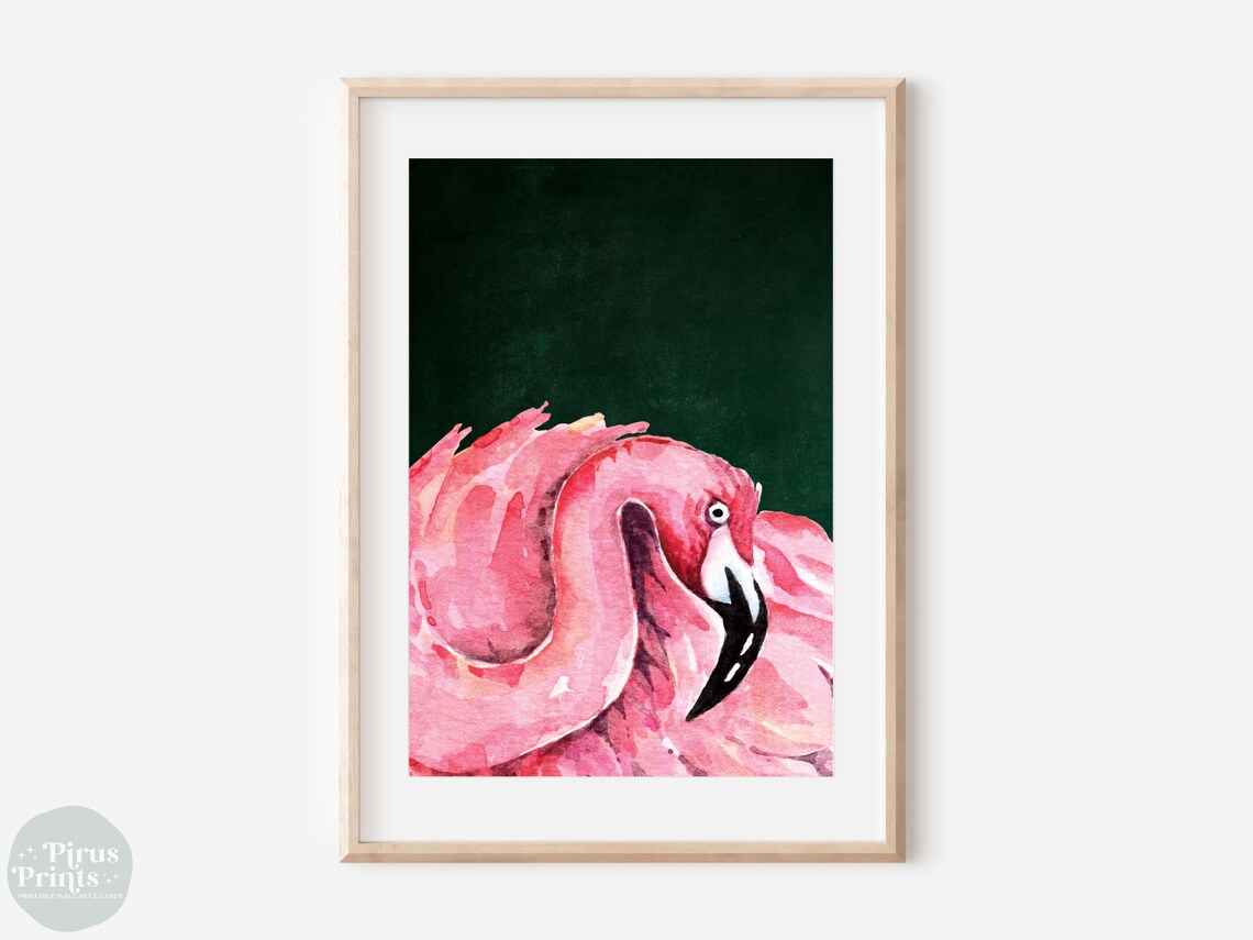 Emerald Green Flamingo Art Print, Maximalist Decor - Image 2