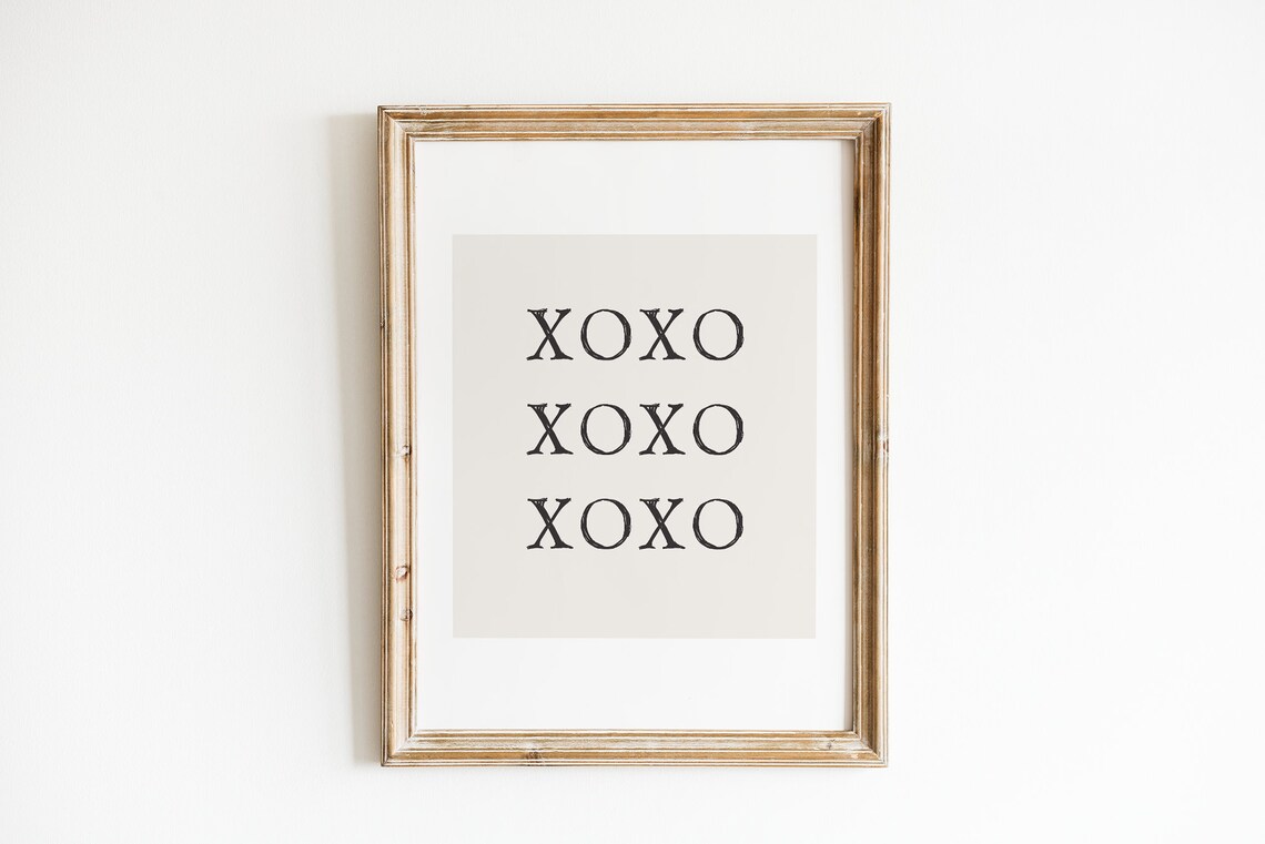 Minimal XOXO Valentines Day Decor Art Print, Black White - Image 3