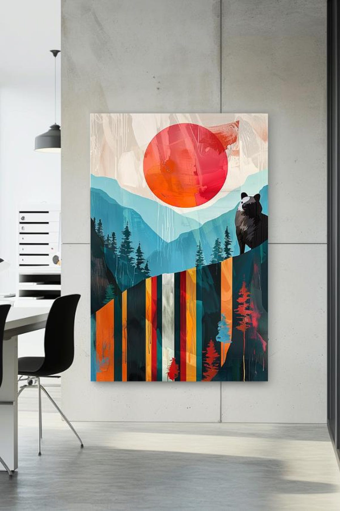 Painting Call Of The Mountains Abstract Stretched Painting Wall Art Print Contemporary Artwork For Home Decor - Image 3