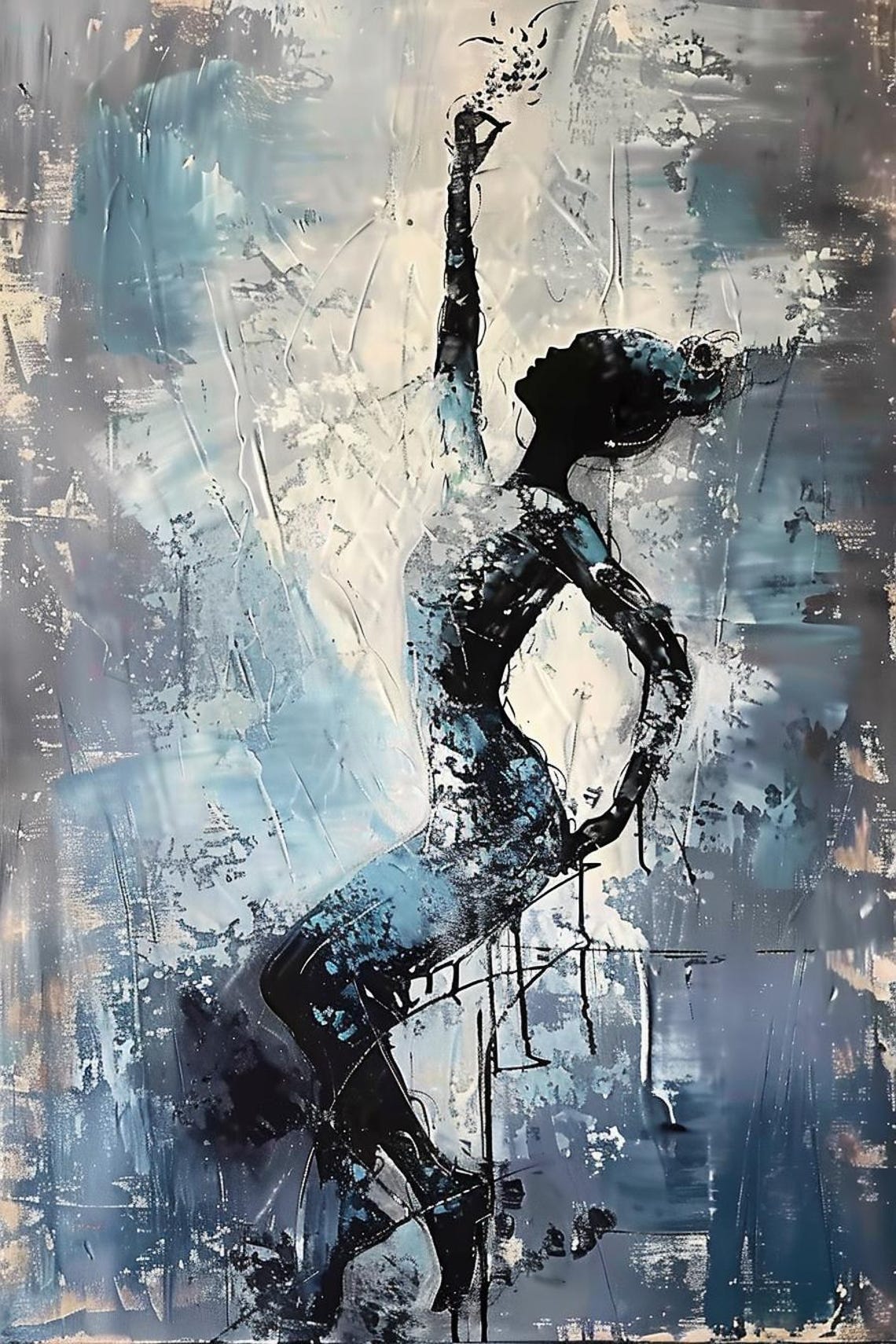 Painting Nights Dance Abstract Stretched Painting Wall Art Print Contemporary Artwork For Home Decor - Image 2
